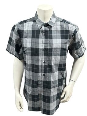 Columbia Men’s Button Up Shirt Gray Black Colorblock Pockets L